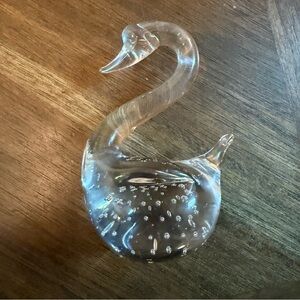 Vintage Bullicante Clear Art Glass Swan W/bubbles Paperweight Sculpture Figurine
